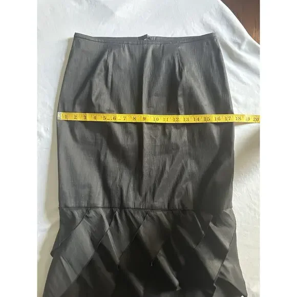 Tadashi Shoji Collection Flutter Taffeta Maxi Skirt Womens Size 8 Black Formal - Picture 7 of 8